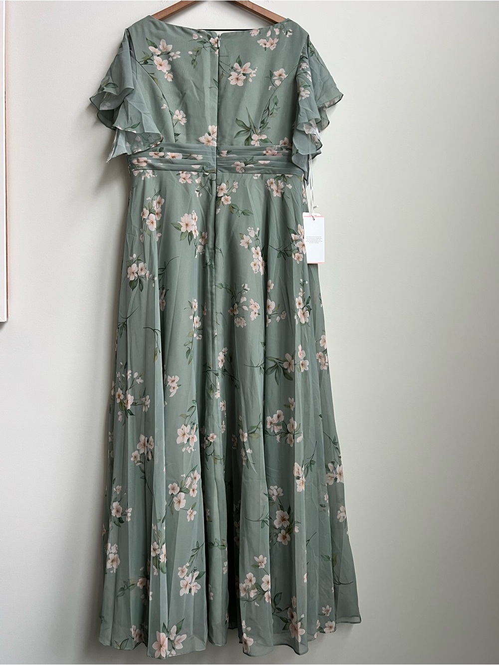 NWT JJ's House Cesia Green Floral Chiffon Ruffle Maxi Dress Special Event 16W - Picture 12 of 16